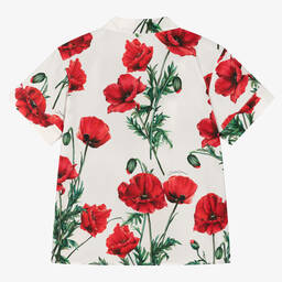 Dolce & Gabbana-Белая рубашка с маками | Childrensalon Outlet