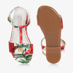 Dolce & Gabbana-Teen Girls White & Red Poppy Sandals | Childrensalon Outlet