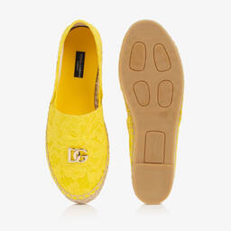 Dolce & Gabbana-Teen Girls Yellow Lace DG Espadrilles | Childrensalon Outlet