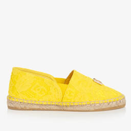 Dolce & Gabbana-Teen Girls Yellow Lace DG Espadrilles | Childrensalon Outlet