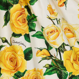 Dolce & Gabbana-Teen Girls Yellow Rose Print Cotton Dress | Childrensalon Outlet