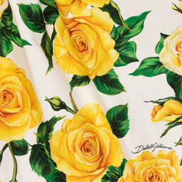 دولتشي آند غابانا-فستان قميص قطن بوبلين لون أصفر للمراهقات | Childrensalon Outlet