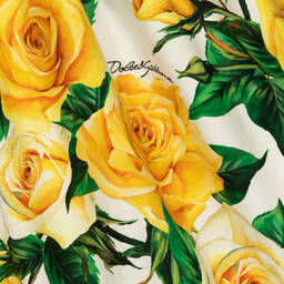 Dolce & Gabbana-Teen Girls Yellow Roses Poplin Dress | Childrensalon Outlet