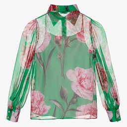 Dolce & Gabbana-Зеленая блузка из шелка и шифона для подростков | Childrensalon Outlet