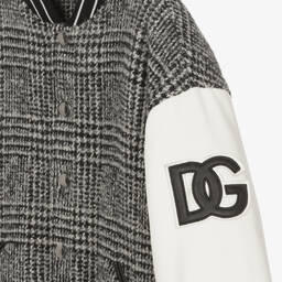Dolce & Gabbana-Серая шерстяная куртка в клетку для подростков | Childrensalon Outlet