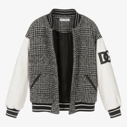 Dolce & Gabbana-Серая шерстяная куртка в клетку для подростков | Childrensalon Outlet