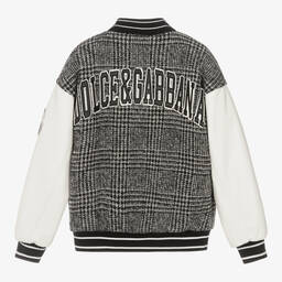 Dolce & Gabbana-Серая шерстяная куртка в клетку для подростков | Childrensalon Outlet