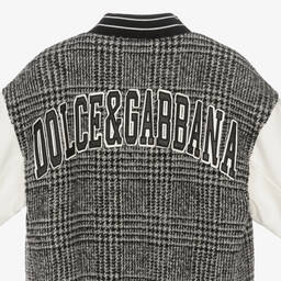 Dolce & Gabbana-Серая шерстяная куртка в клетку для подростков | Childrensalon Outlet