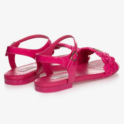 Dolce & Gabbana-Teen Pink Raffia Logo Sandals | Childrensalon Outlet