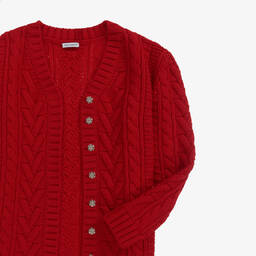 Dolce & Gabbana-Teen Red Cable Knit Cardigan | Childrensalon Outlet
