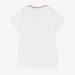 Dolce & Gabbana-Teen White Crystal DG T-Shirt | Childrensalon Outlet