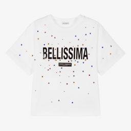 Dolce & Gabbana-Teen White Crystals T-Shirt | Childrensalon Outlet