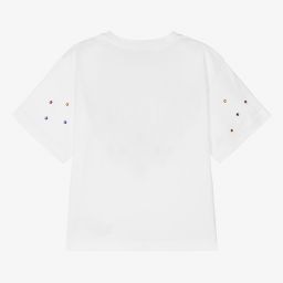 Dolce & Gabbana-Teen White Crystals T-Shirt | Childrensalon Outlet