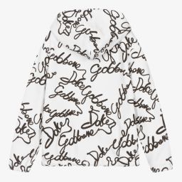 Dolce & Gabbana-توب هودي بسحّاب تينز بناتي قطن جيرسي لون أبيض | Childrensalon Outlet
