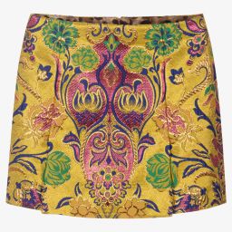 Dolce & Gabbana-Teen Yellow Jacquard Skirt  | Childrensalon Outlet