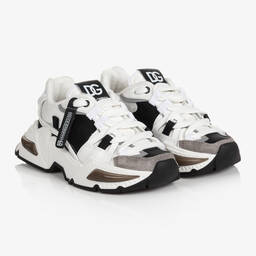 Dolce & Gabbana-White & Black Airmaster Trainers | Childrensalon Outlet