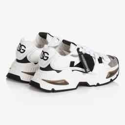 Dolce & Gabbana-White & Black Airmaster Trainers | Childrensalon Outlet