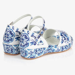 Dolce & Gabbana-White & Blue Majolica Sandals | Childrensalon Outlet