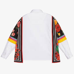  دولتشي آند غابانا-قميص قطن بوبلين لون أبيض | Childrensalon Outlet