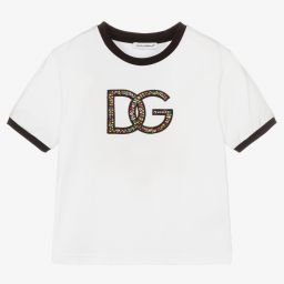 Dolce & Gabbana-Белая футболка со стразами | Childrensalon Outlet
