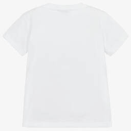 Dolce & Gabbana-Белая футболка с цветочным логотипом | Childrensalon Outlet
