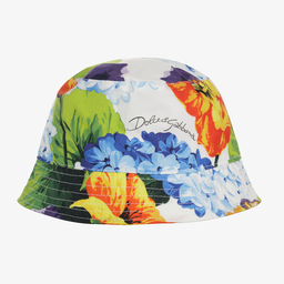 Dolce & Gabbana-White Hydrangea Cotton Hat | Childrensalon Outlet