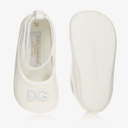 Dolce & Gabbana-Белые кожаные пинетки | Childrensalon Outlet