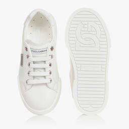 Dolce & Gabbana-White Leather Slip-On Trainers | Childrensalon Outlet