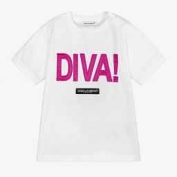 Dolce & Gabbana-White Logo Baby T-Shirt | Childrensalon Outlet