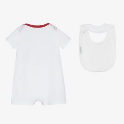 Dolce & Gabbana-White Logo Shortie & Bib Set | Childrensalon Outlet
