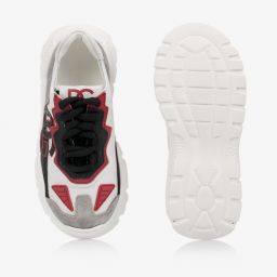  دولتشي آند غابانا-ترينرز جلد وقماش لون أبيض وأحمر وأسود للأولاد | Childrensalon Outlet