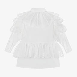 Dolce & Gabbana-White Silk & Cotton Shirt Dress | Childrensalon Outlet