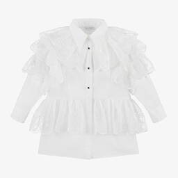 Dolce & Gabbana-White Silk & Cotton Shirt Dress | Childrensalon Outlet