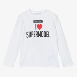Dolce & Gabbana-White Supermodel Logo Top | Childrensalon Outlet