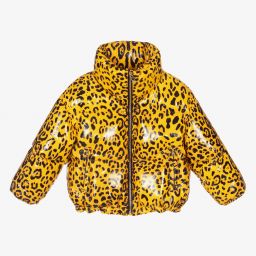 Dolce & Gabbana-Желтый пуховик с леопардовым принтом | Childrensalon Outlet