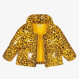 Dolce & Gabbana-Желтый пуховик с леопардовым принтом | Childrensalon Outlet