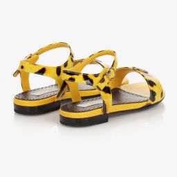 Dolce & Gabbana-Yellow Leopard Leather Sandals | Childrensalon Outlet