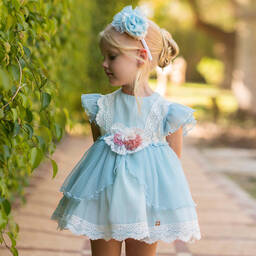 Dolce Petit-Girls Blue Lace Dress | Childrensalon Outlet