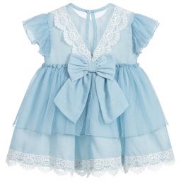 Dolce Petit-Girls Blue Lace Dress | Childrensalon Outlet
