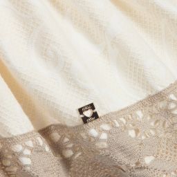 Dolce Petit-فستان مزيج قطن و دانتيل لون عجي و بيج | Childrensalon Outlet