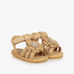 Donsje-Baby Girls Beige Leather Pre-Walker Sandals | Childrensalon Outlet