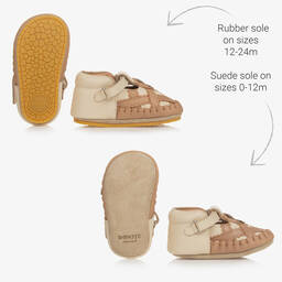 Donsje-Baby Girls Beige Leather Pre-Walker Shoes | Childrensalon Outlet
