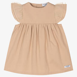 Donsje-Бежевое платье из органического хлопка для малышек | Childrensalon Outlet