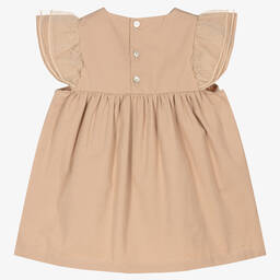 Donsje-Бежевое платье из органического хлопка для малышек | Childrensalon Outlet