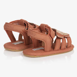 Donsje-Baby Girls Brown Butterfly Leather Sandals | Childrensalon Outlet