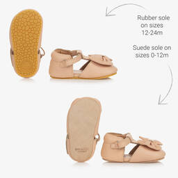 دونسجي-حذاء جلد لون زهري لمرحلة قبل المشي للمولودات | Childrensalon Outlet