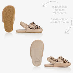 Donsje-Бежевые кожаные пинетки с животным принтом | Childrensalon Outlet