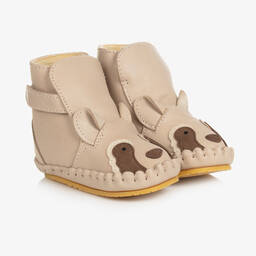 Donsje-Beige Leather Baby Boots | Childrensalon Outlet