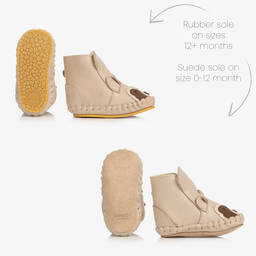 Donsje-Beige Leather Baby Boots | Childrensalon Outlet