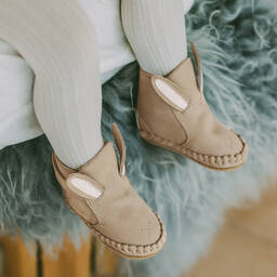 Donsje-Бежевые кожаные ботинки в форме головы кролика | Childrensalon Outlet